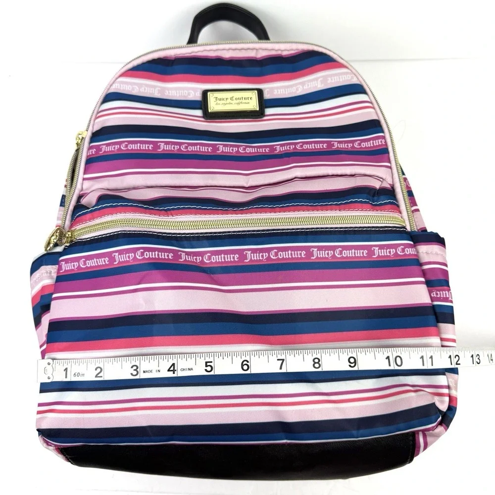 Juicy Couture‎ Wild Heart Striped Squad Backpack Nylon Medium Handbag New